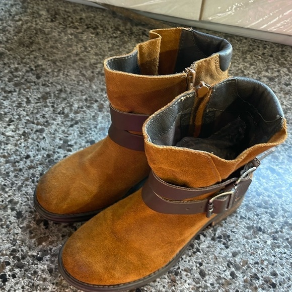 Steve Madden Dormaa Suede Moto Bootie Buckles Size 6.5M side zip double buckle - Picture 1 of 15